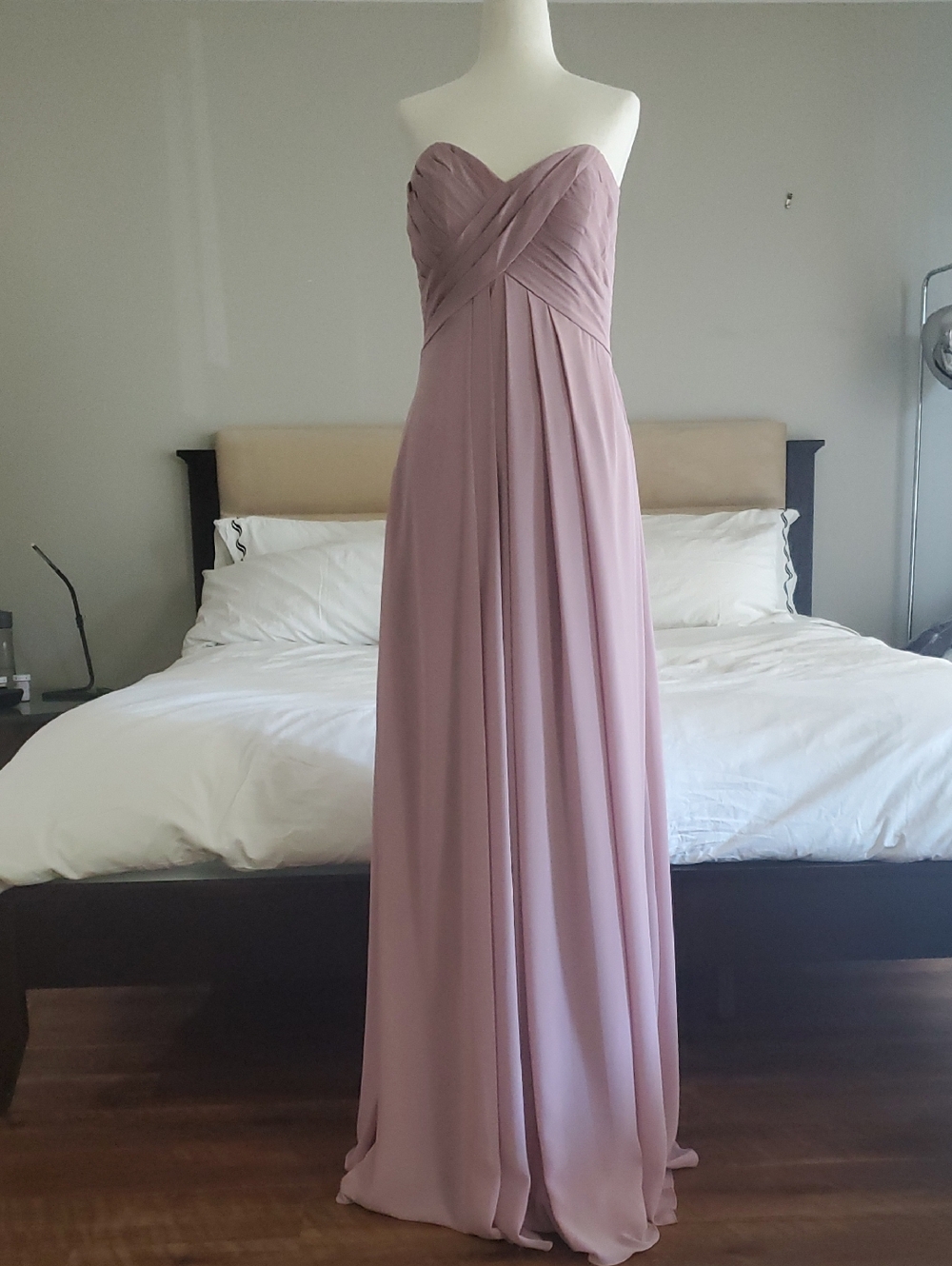Strapless Mauve Chiffon Evening Gown Size 8